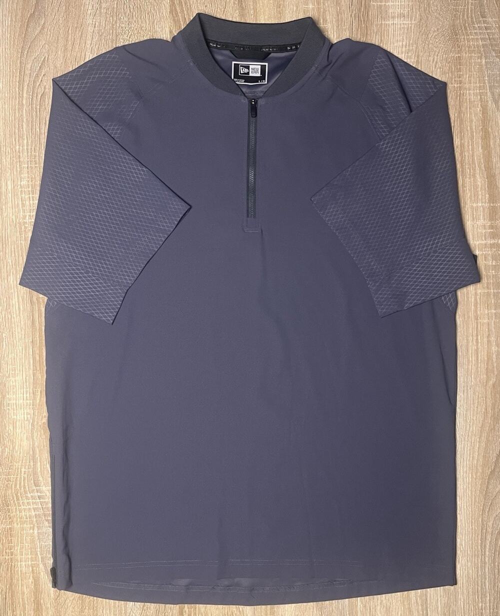 New Era Baseball Grey Waterproof Short Sleeve Shirt Large